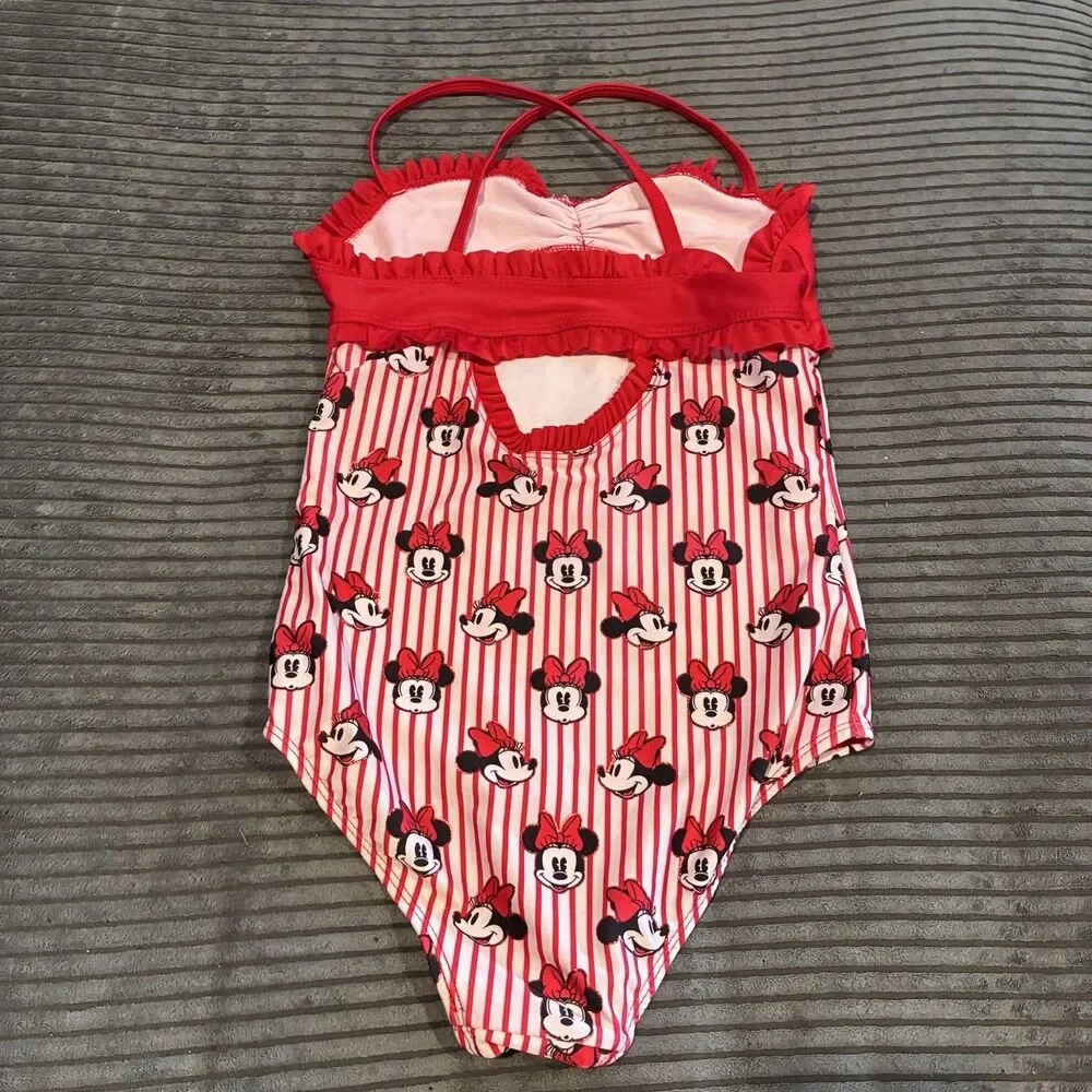 Disney Parks One Piece Minnie Mouse Swimsuit Girl Size 9/10